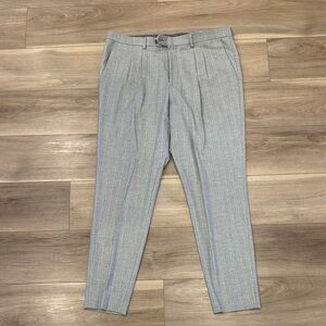 Express Men's Light Gray Striped Dress Pants